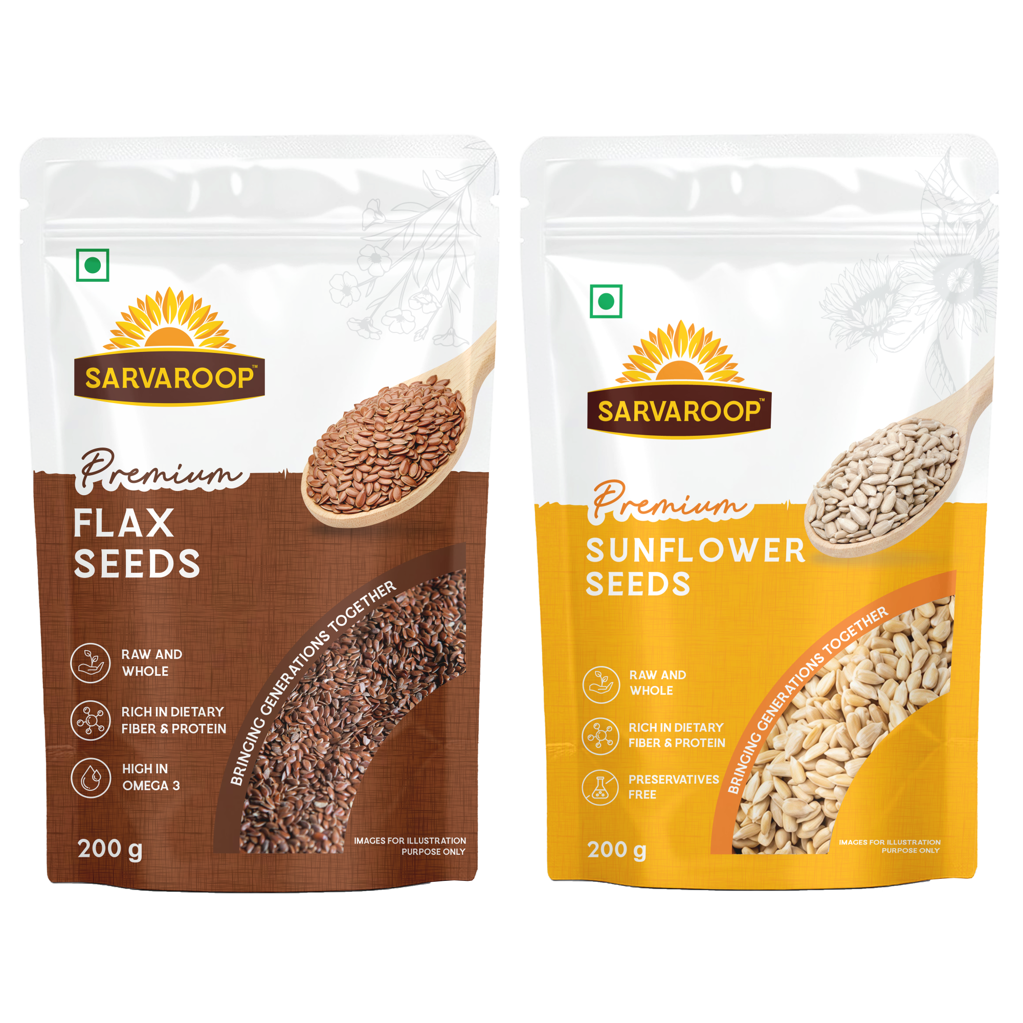 Flax & Sunflower Seeds Combo - 400g (200g each)
