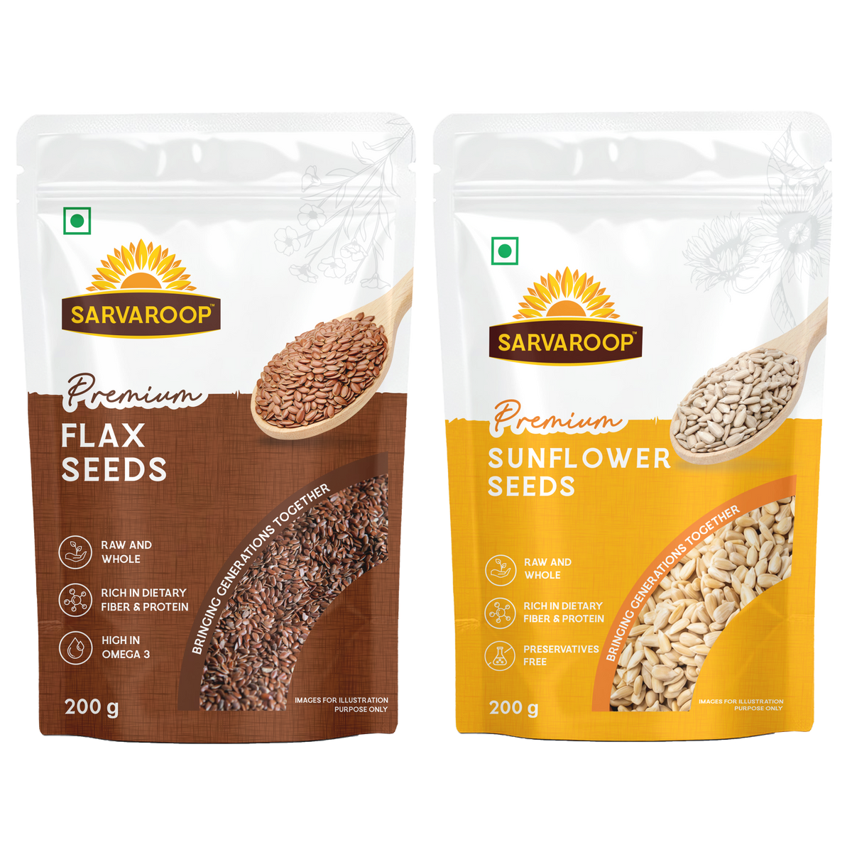 Flax & Sunflower Seeds Combo - 400g (200g each)