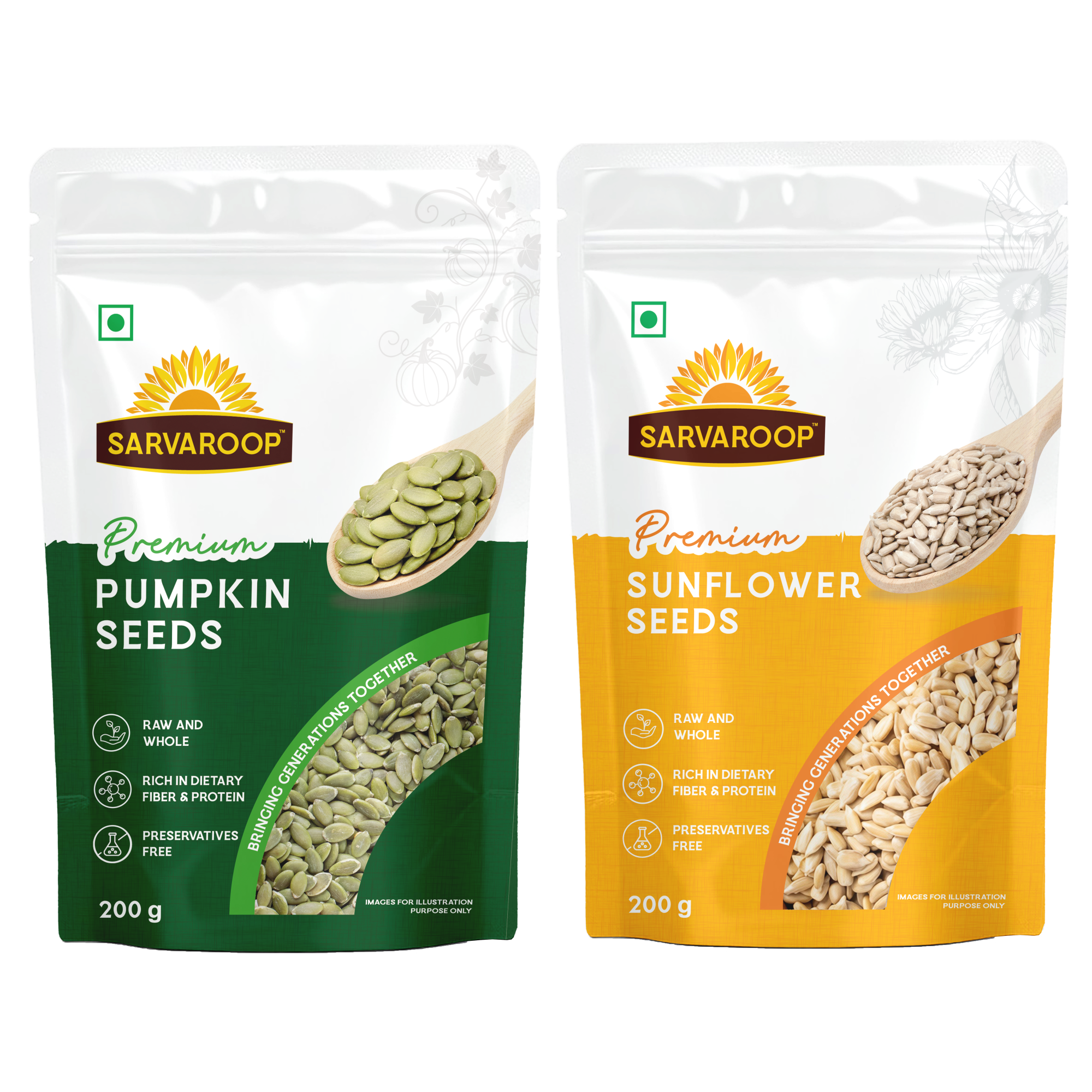 Pumpkin & Sunflower Seeds - Combo - 400g (200g each)