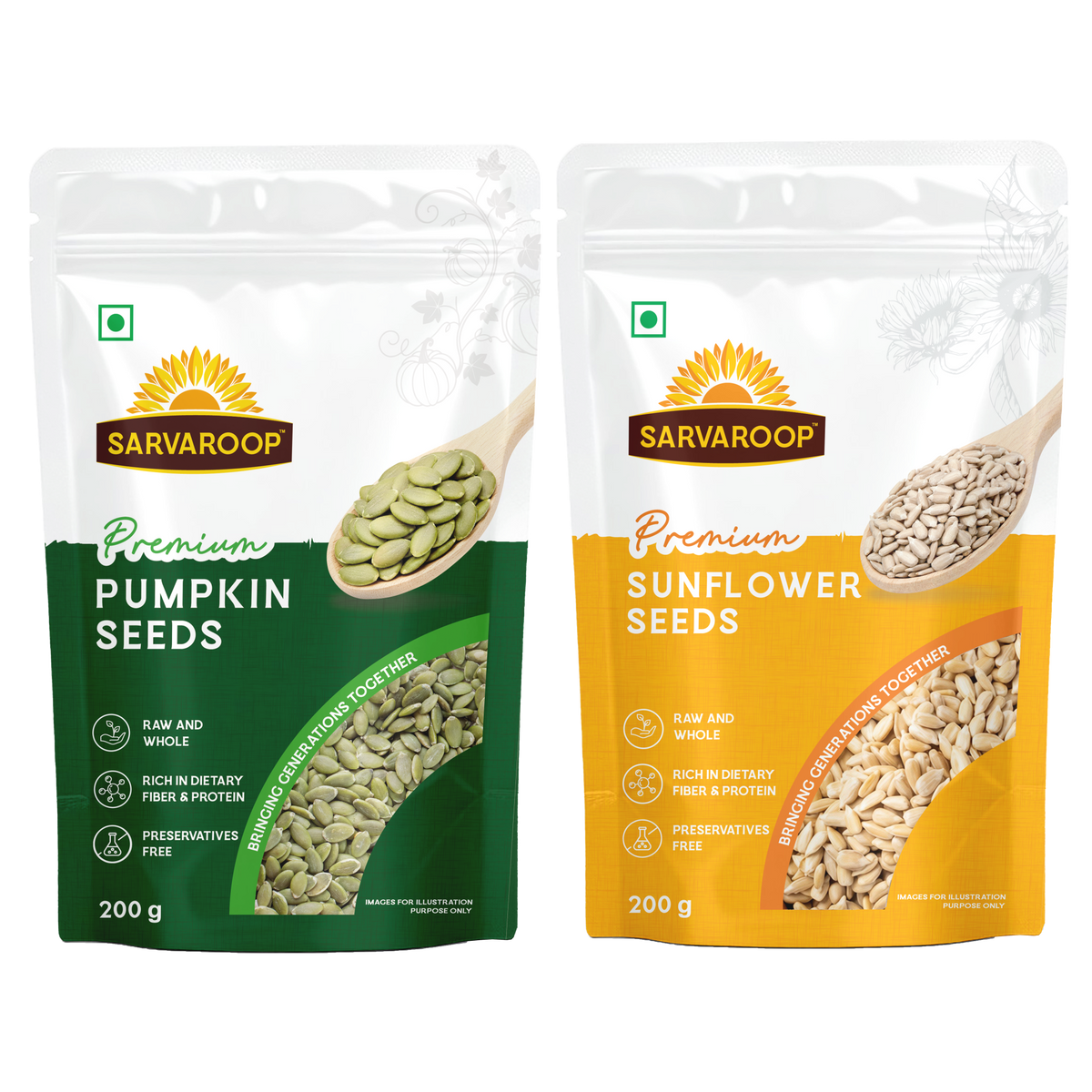 Pumpkin & Sunflower Seeds - Combo - 400g (200g each)