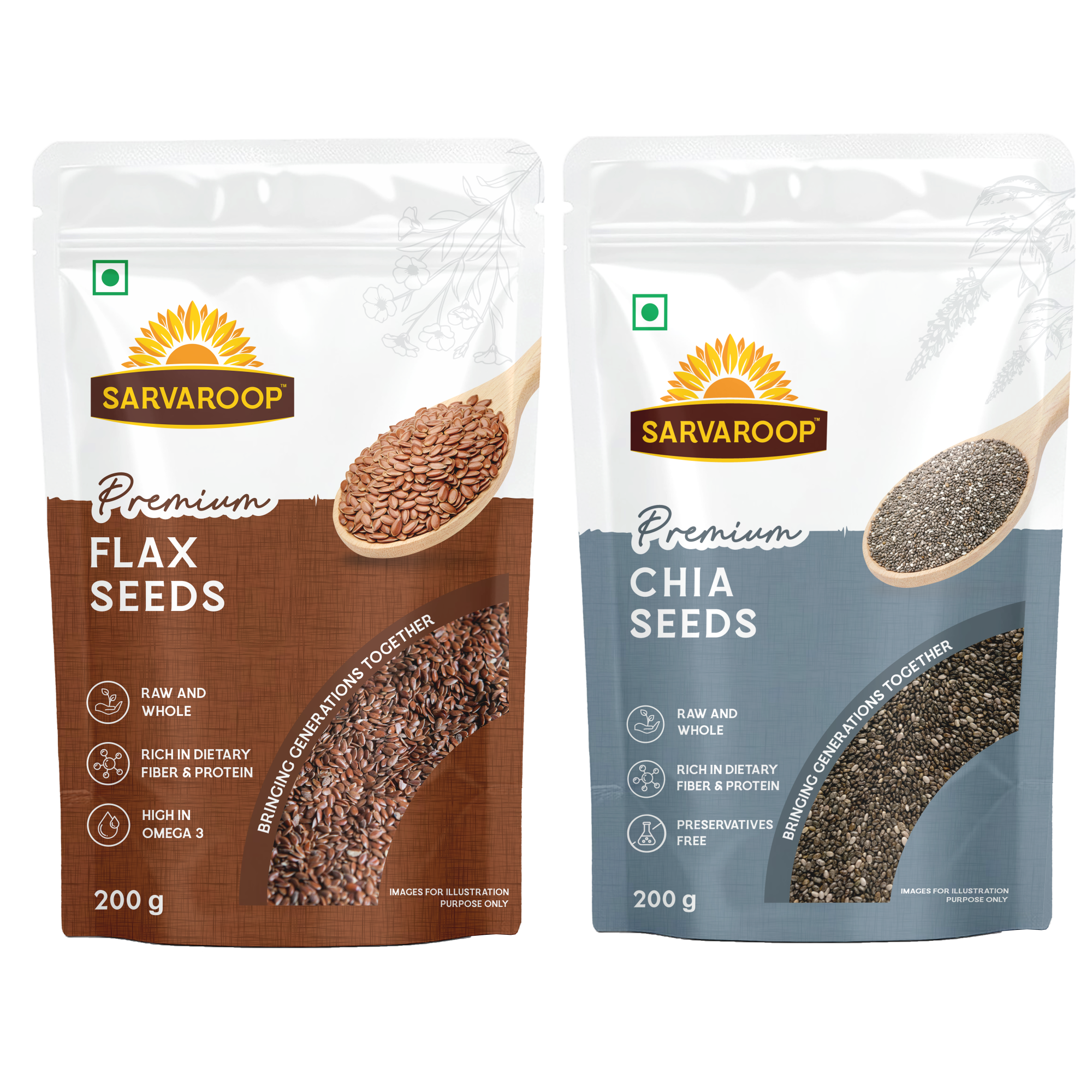 Flax & Chia Seeds - Combo - 400g (200g each)
