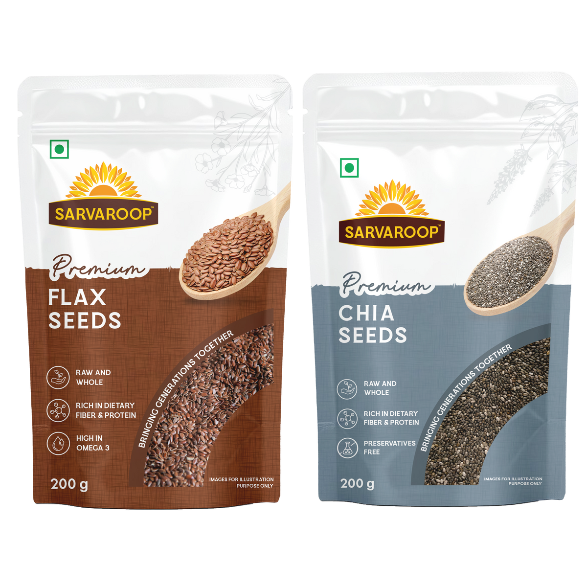Flax & Chia Seeds - Combo - 400g (200g each)