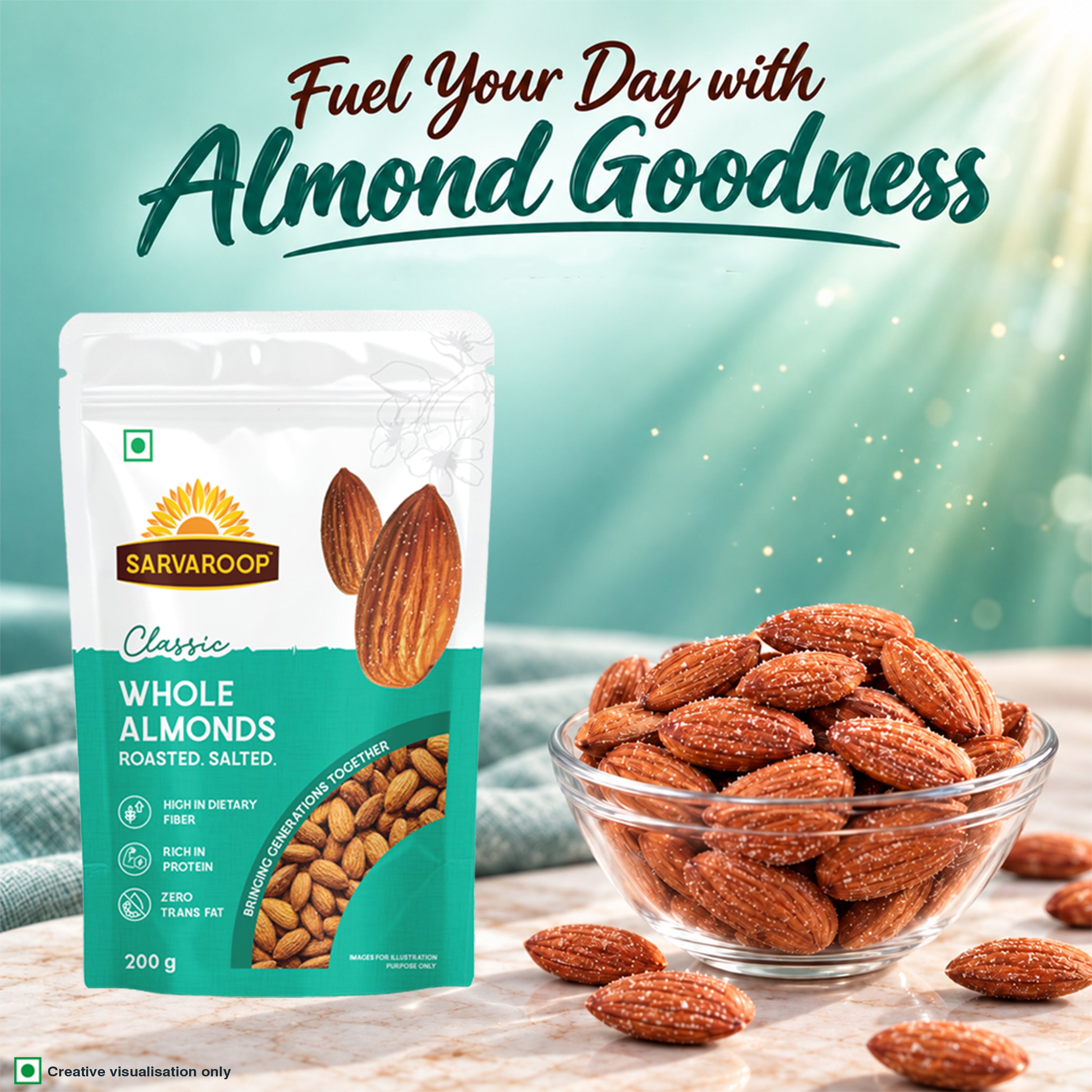 Whole Almonds. Roasted & Salted.