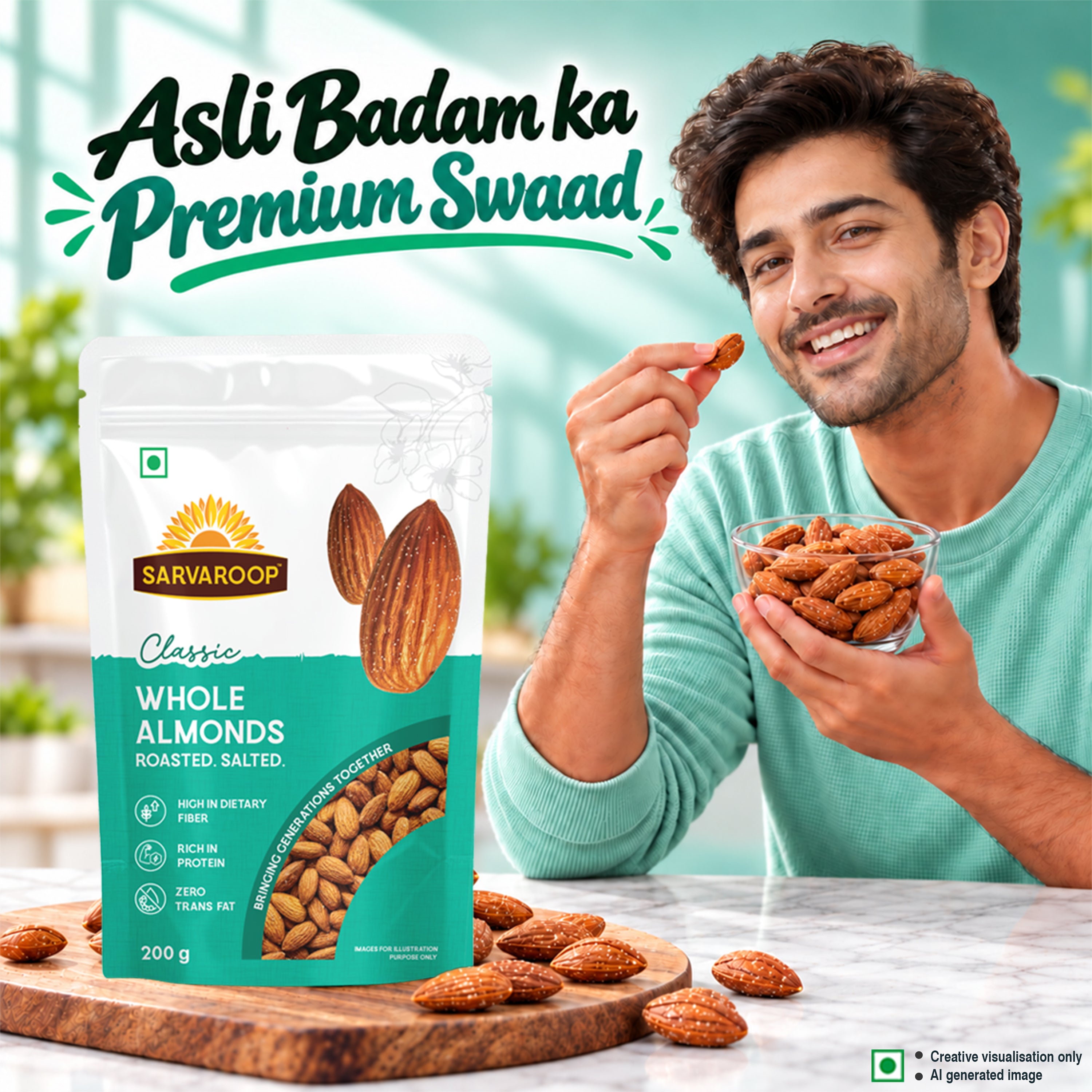 Whole Almonds. Roasted & Salted.