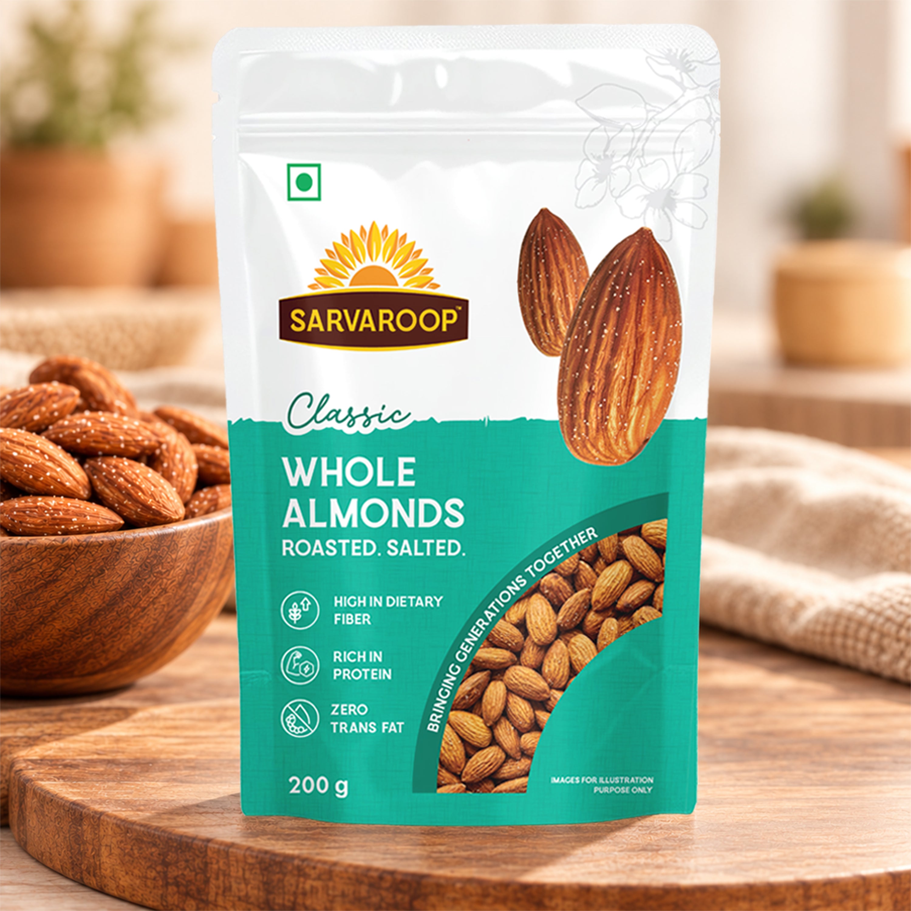Whole Almonds. Roasted & Salted.