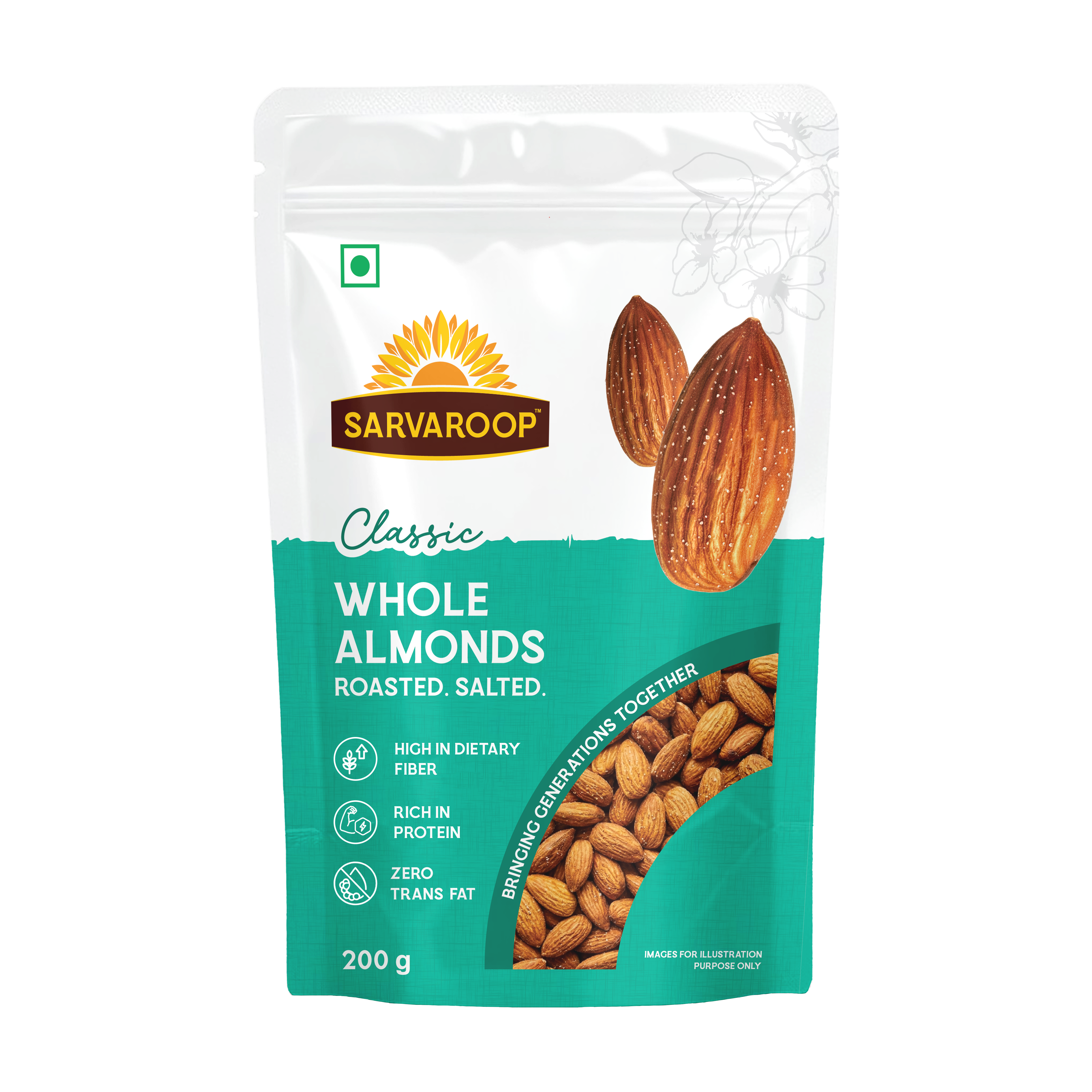 Whole Almonds. Roasted & Salted.