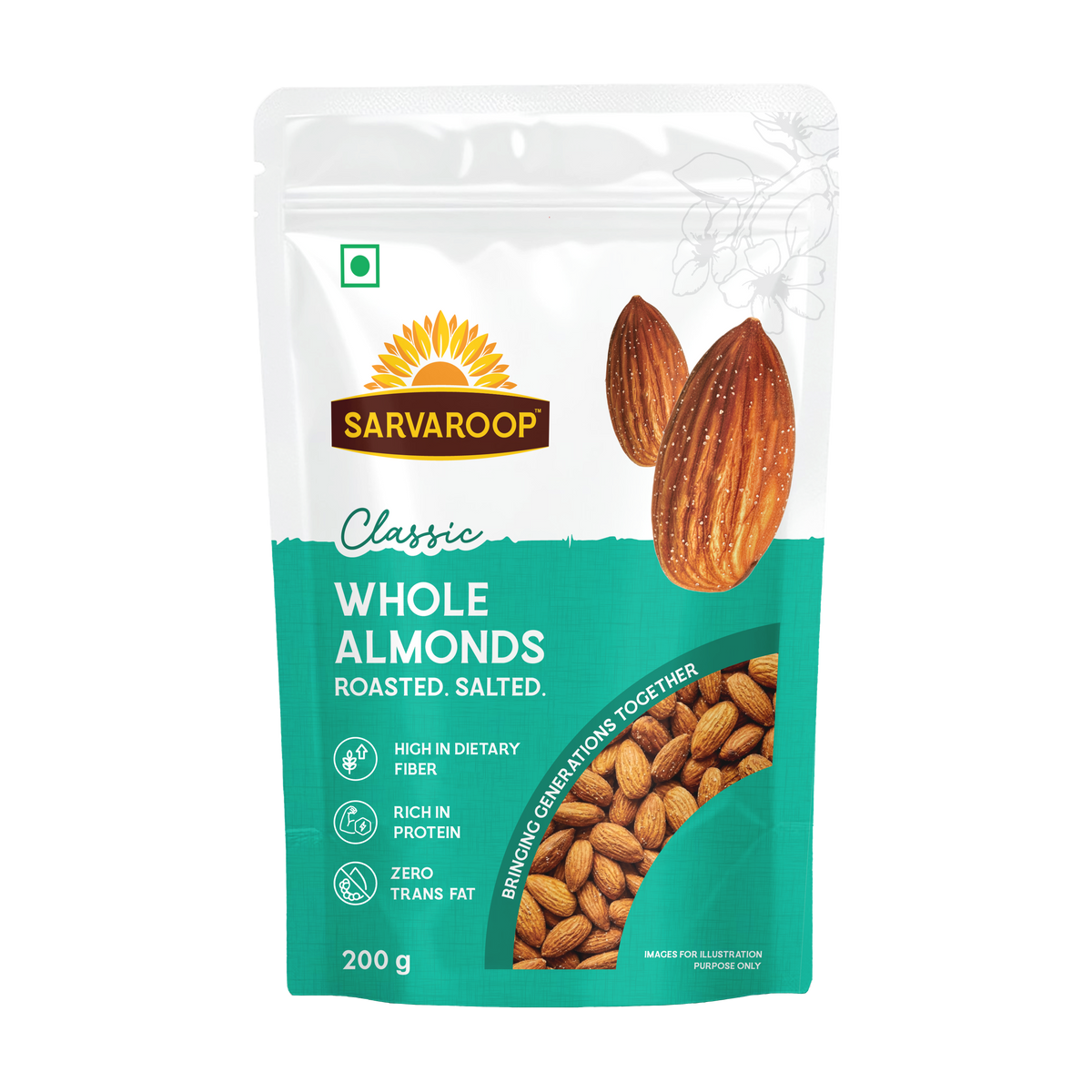 Whole Almonds. Roasted & Salted.