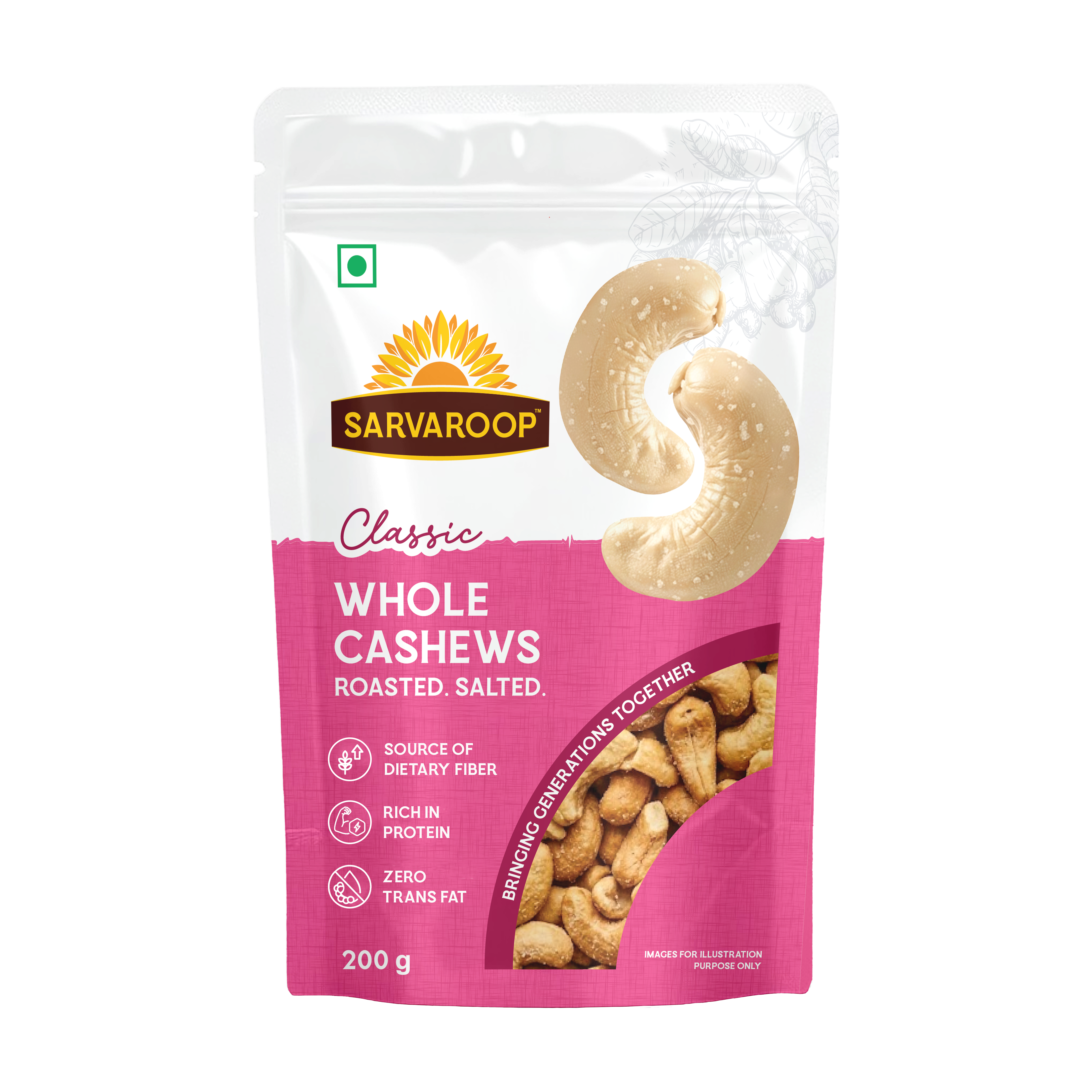 Whole Cashews. Roasted & Salted.