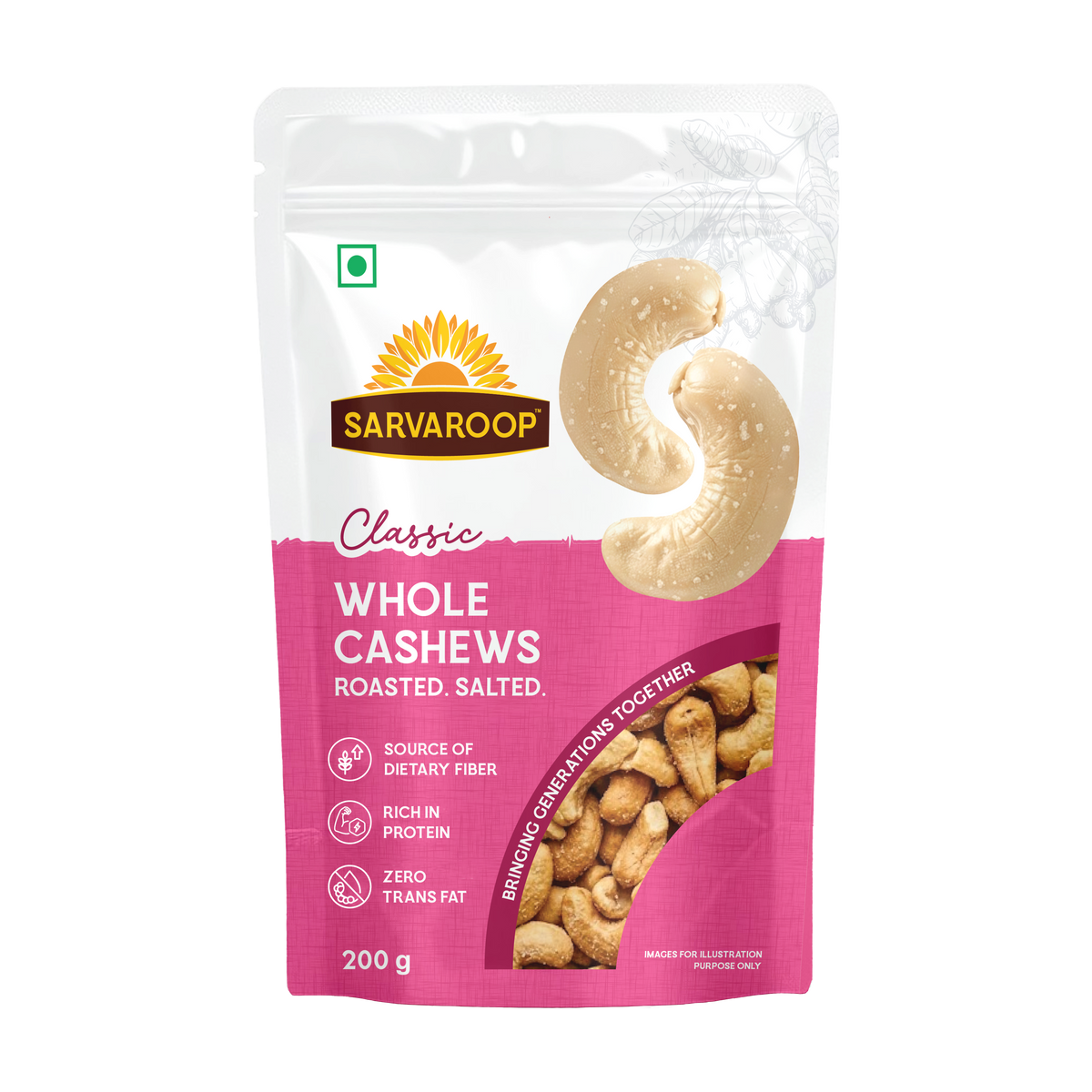 Whole Cashews. Roasted & Salted.