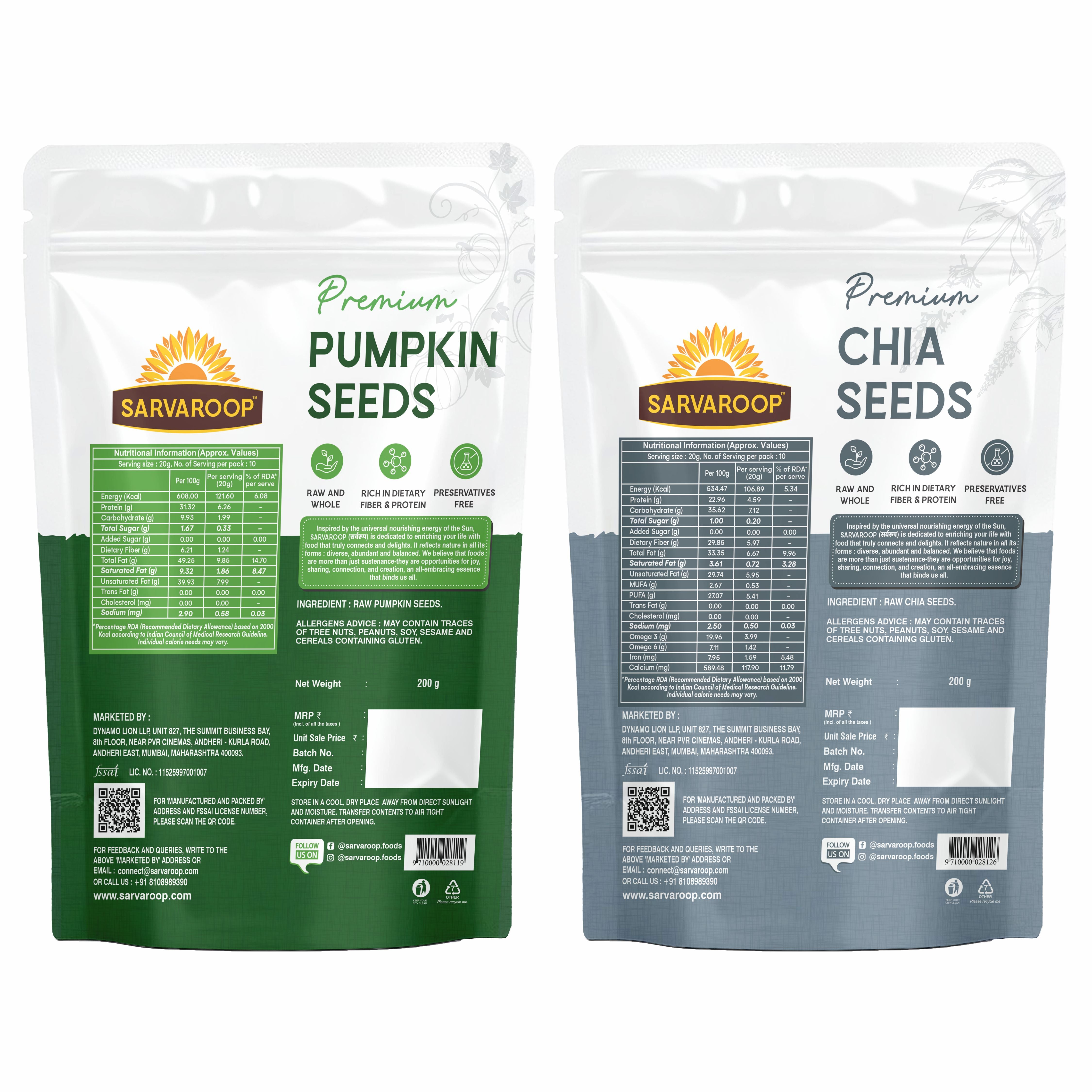 Pumpkin & Chia Seeds Combo - 400g (200g each)