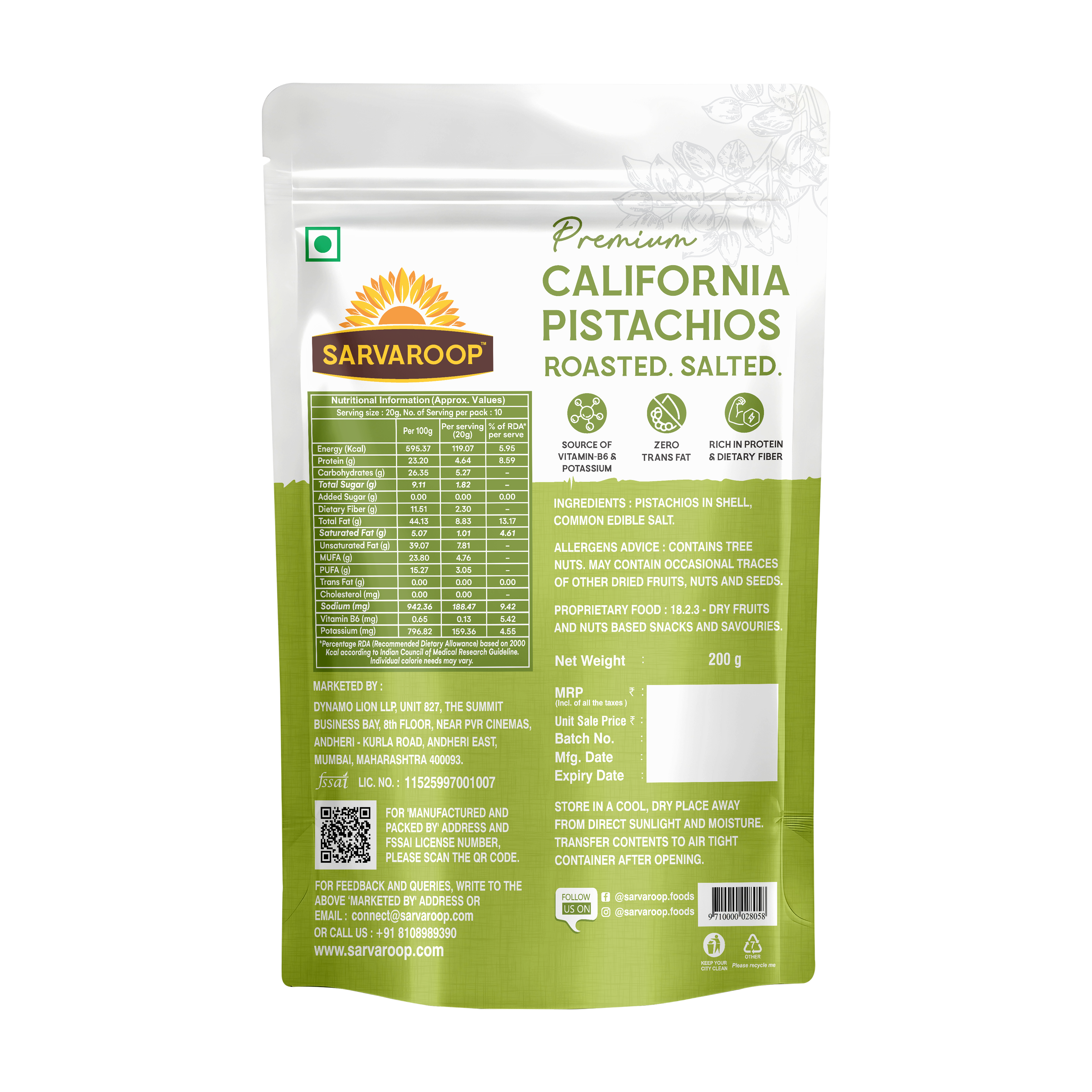 California Pistachios. Roasted & Salted.