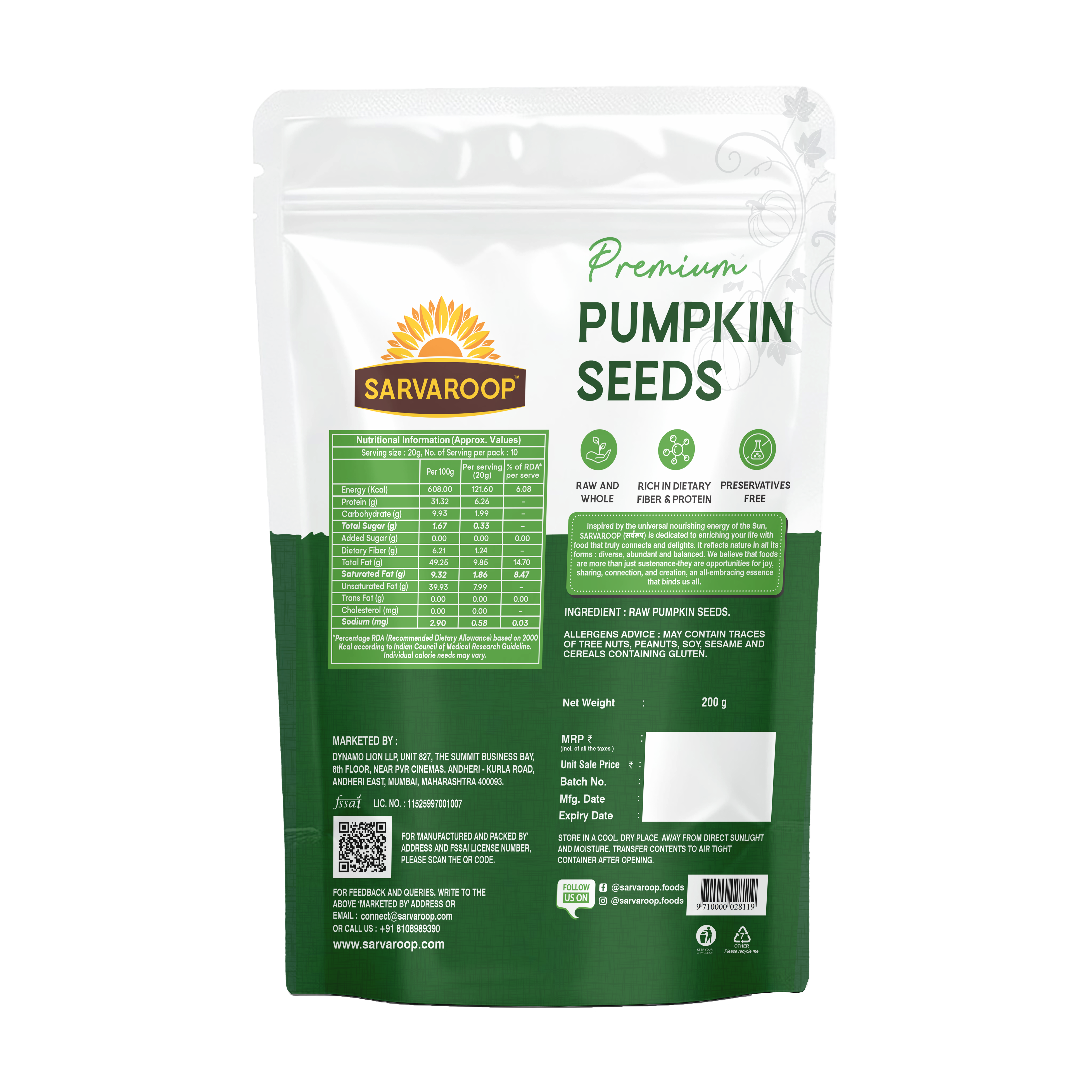 Premium Pumpkin Seeds | Sarvaroop