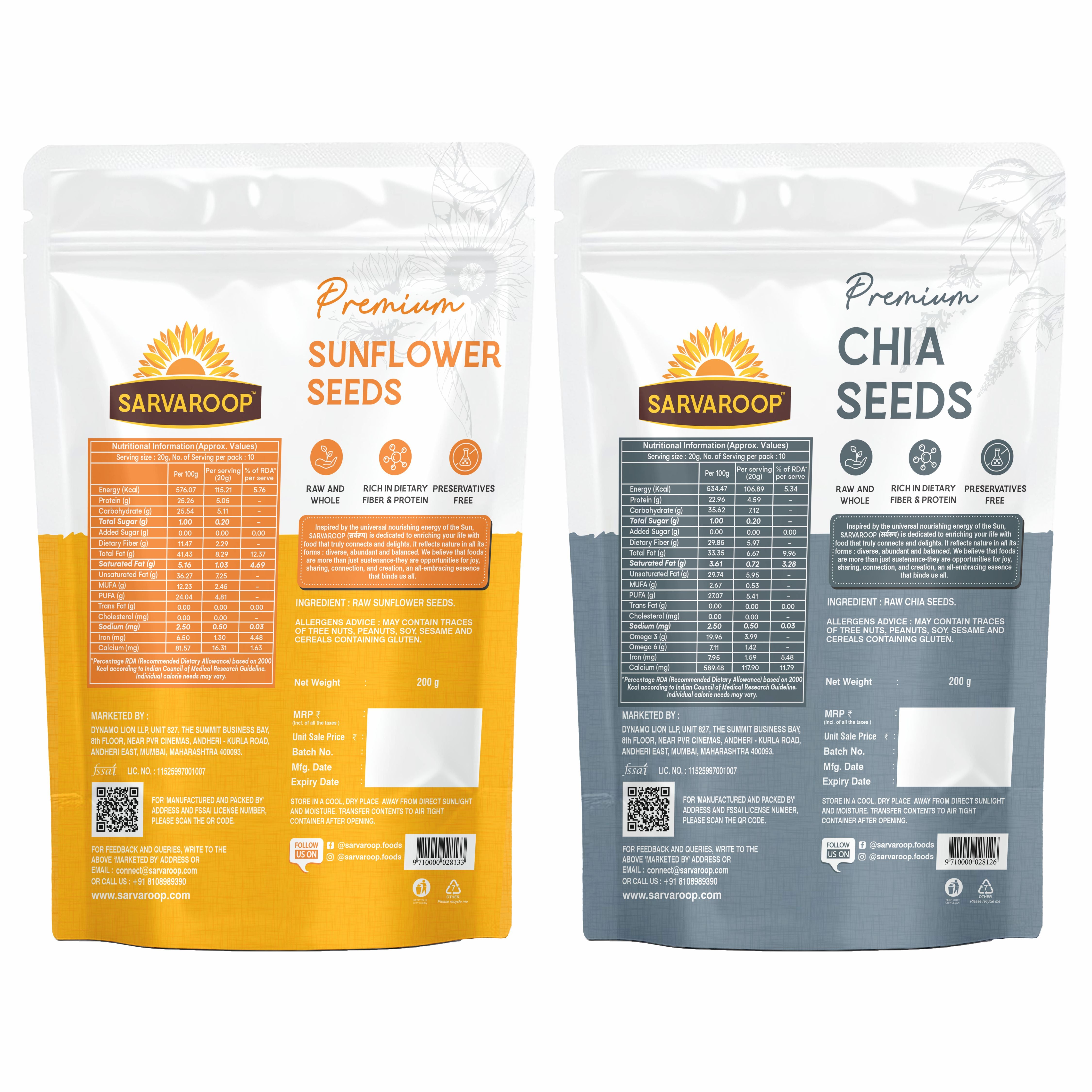 Sunflower & Chia Seeds Combo - 400g (200g each)